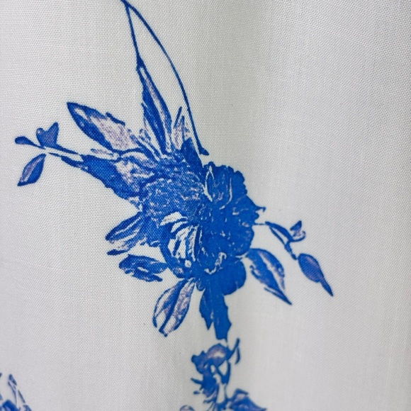 NWT BloomChic Wrap Collar White and Blue Floral Ruffle Sleeve Blouse - Picture 12 of 16